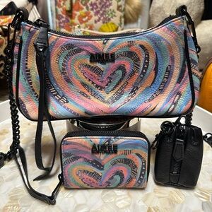 Aimee Kestenberg Love Heart Crossbody Handbag with Accessories Beautiful!